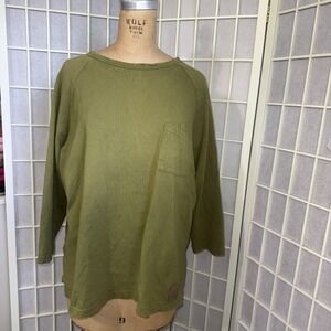 Jaded Gypsy Boho Festival Hippie Grunge Green Oversized Pocket Sweatshirt L/XL